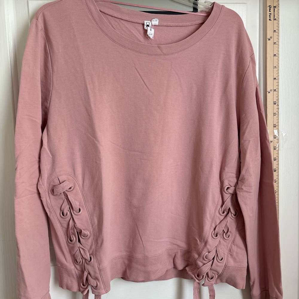Cable & Gauge Pink Lace-Up Women's Top